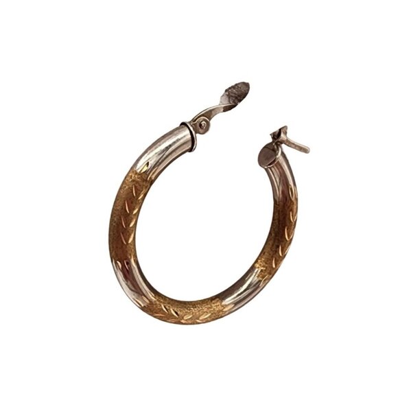 Vintage 10K White And Yellow Gold  Hoop Earrings - Picture 1 of 4